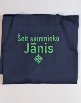 Priekšauts "Šeit saimnieko Jānis" zils
